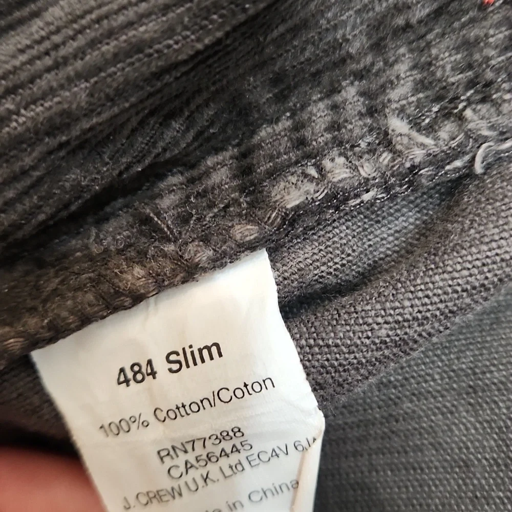 ​J.CREW 484 Slim Fit Corduroy Pants 36x32 Dark Grey Charcoal Preppy Minimalist